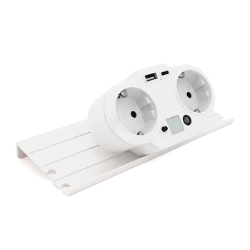 Розетка двійник із заземленням HHT609W, USB+Type-C, 4А, зашита від перевантаження, підставка під телефон, White Зображення
