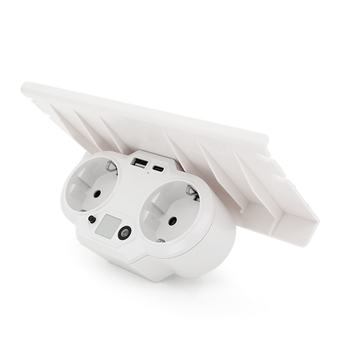 Розетка двійник із заземленням HHT609W, USB+Type-C, 4А, зашита від перевантаження, підставка під телефон, White Зображення