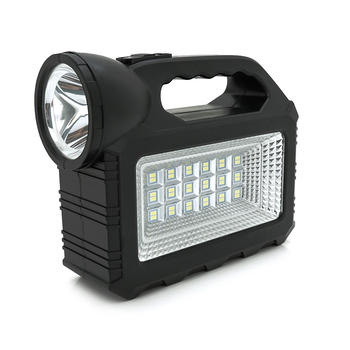 Переносний ліхтар GD-101+ Solar, 1+1 режим, вбудований акум, 3 лампочки 3W, USB вихід, Black, Box Изображение