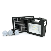 Переносний ліхтар GD-103+ Solar, 1+1 режим, 1+15Led, вбудований аккум-Powerbank 10000mAh, 2USB, 3 лампочки 3W, USB вихід, Black, Box Зображення