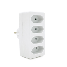 Розетка 4-х місна без заземлення SQ-ZDB01/4, 4x2.5A(10A) 250V~Max, 2300W, White, 2Р, Q100 Изображение