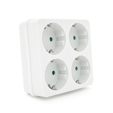 Розетка 4-х місна із заземленням SQ-RB-01/04A, 4x16A 250V~Max, 3500W, White, Q100 Изображение