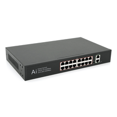 POE комутатор Merlion 16 POE 10/100 + 2 RJ45 10/100/1000+ вбудований блок живлення 52V 3.85A Зображення