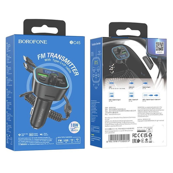 FM-модулятор Borofone BC45, Black, Box Зображення
