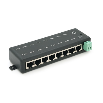 8-портовий POE-інжектор живлення, з 8xRJ45 портами Ethernet 10/100Мбіт / с, IEEE802.3af / at, 12-57V, PIN45 + / 78- Зображення