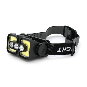 Налобний ліхтарик Voltronic K361,1 Cob, 3 Led+Red, 5 режими, корпус-пластик, водостійкий, ip44, живлення АКБ вбудований, USB Type-С-кабель, 6500K, BOX Изображение
