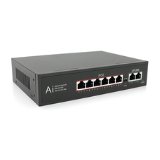 POE комутатор Merlion 6 POE 10/100 + 2 RJ45 10/100 вбудований блок живлення 52V 1.45A Зображення