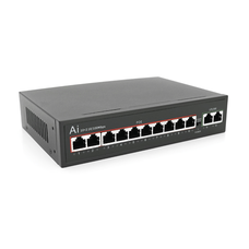 POE комутатор Merlion 10 POE 10/100 + 2 RJ45 10/100 вбудований блок живлення 52V 2.5A Зображення