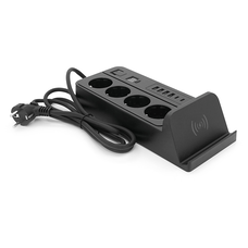 Мережевий фільтр із захистом від перенапруги G12H, 4 Socket + 4 USB 3,2А + 2 Type-C + бездротова зарядка + таймер, 2м, Black, Box Зображення