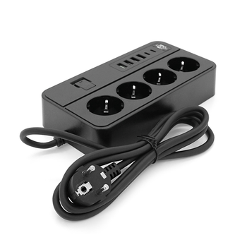 Мережевий фільтр із захистом від перенапруги G13, 3000W, 4 Socket + 4 USB 3,2 А + 2 Type-C, 2м, Black, Box Зображення