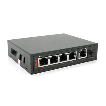 4х портовий PoE Full Gigabit комутатор ONV-POE33108PFG, 4xPoe1000Мбіт + 2х1000 Мбіт + 1хSFP 1000Мбіт, до 250м, IEEE802.3af/at, потужність 65Вт Зображення