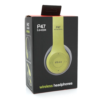 Бездротові навушники Bluetooth P47 Led, Green/Silver Зображення