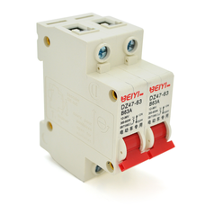 Автоматичний вимикач змінного струму BEIYI DZ47-63-2P-B63A, B63, 300-800W. 12-96V Зображення