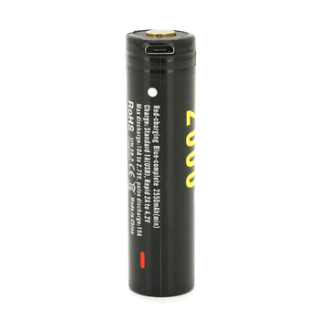 Акумулятор Li-Ion Soshine 18650 18650USB-3.7-2600, microUSB, 2600mAh, 2.5A, 4.2/3.6/2.75V, Black Зображення