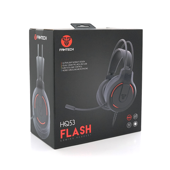Ігрові навушники з мікрофоном Fantech HQ53 FLASH, 7.1-Channel, USB, Black, Color Box Зображення