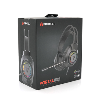 Ігрові навушники з мікрофоном Fantech HQ55 PORTAL, 7.1-Channel, RGB, Black, Color Box Изображение