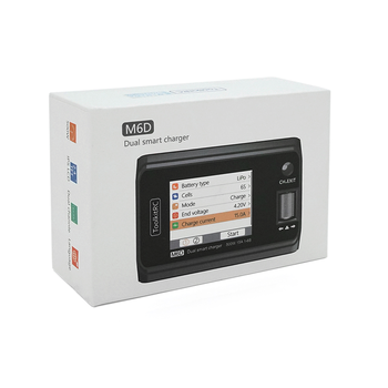 Зарядний пристрій ToolkitRC M6D TK10800, 2 канали, 500Вт, тип АКБ LiPo, LiHv, Li-ion, NiMh, LiFe, Pb, USB, роз'єм XT60, вхід 7-28В, вага 220г, без БП Зображення