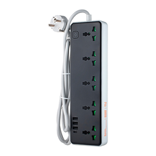 Мережевий фільтр HOCO AC13A на 5 розеток + 3 USB + USB-C, 17W, кабель 1,5 м, 220В, Black, Box Зображення