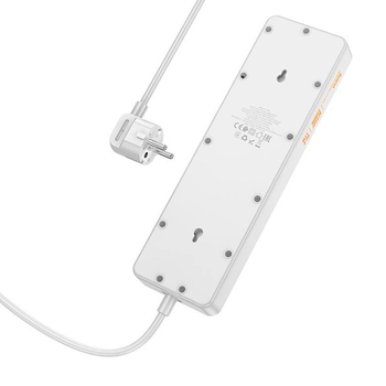 Мережевий фільтр HOCO AC13A на 5 розеток + 3 USB + USB-C, 17W, 220В, кабель 1,5м, White, Box Изображение