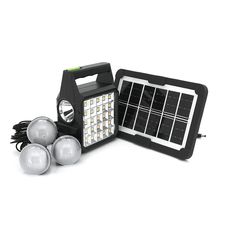 Переносний ліхтар GD-105+ Solar, 1+1 режим, вбудований аккум-Powerbank 10000mAh, 2USB, 3 лампочки 3W, USB вихід, Black, Box Изображение
