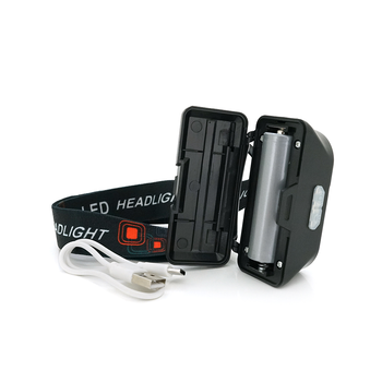 Налобний ліхтарик Voltronic KX-1804,2 Cob, White+Red, 6 режимів, корпус: пластик, водостійкий, ip44, АКБ 18650, Type-C кабель, 6500K, BOX Зображення