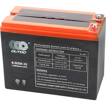 Тягова акумуляторна батарея AGM OUTDO 6-DZM-35 (EVF-35), 12V 35Ah, (223 х 105 х 174), Q1 Изображение