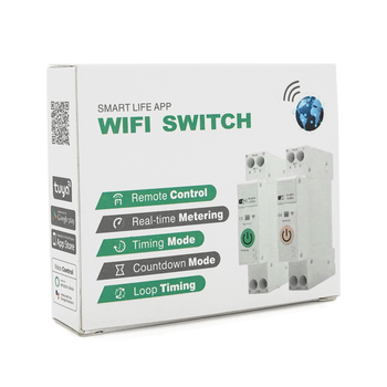 WI-FI вимикач-реле на DIN рейку 40А з вимірюванням струму та напруги, захистом від перенапруги Изображение