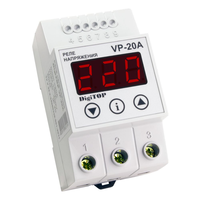 Захисне реле напруги однофазне VP-20A на DIN-рейку, 20А, 4400Вт, 120-270В, тримодульне з індикатором напруги (червоний) Зображення