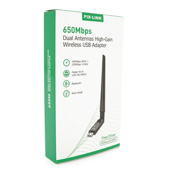 Бездротовий мережний адаптер Wi-Fi-USB LV-UAC24BD, RTL8811CU, Bluetooth, з антеною, 802.11 a/b/g/n, 650Mbps, Box Зображення