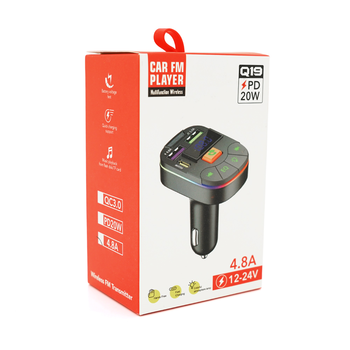 FM-модулятор Q19 з еквалайзером, 3.1A, USB, TF, 55.5х41.5х37.5 Изображение