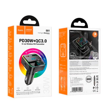 FM-модулятор HOCO E81, Black, Box Зображення
