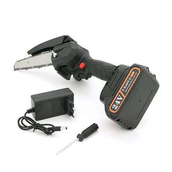 Акумуляторна ланцюгова пилка Mini Chain Saw 15cm, 24V, зарядний + аккумулятор, Case Зображення