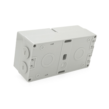 Вимикач + розетка зовнішнього монтажу, двосторонній висновок, IP65, AC: 250V, 16A, Grey Зображення