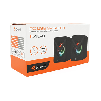 Колонки 2.0 Kisonli L-1040 для ПК та ноутбука, USB + 3.5mm, 2x3W, 20Hz-20KHz, 20X11X13mm, black Зображення