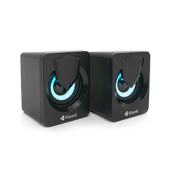 Колонки 2.0 Kisonli L-1030 для ПК та ноутбука, USB + 3.5mm, 2x3W, 20Hz-20KHz, 20X11X13mm, black Зображення