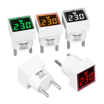 Цифровий вольтметр в розетку LED-102G, діапазон вимірів 50-380V, Green, 30х30х52мм Изображение