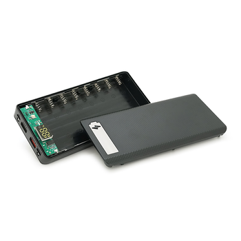 Power bank Voltronic M8-PD під 8х18650, flashlight, Output:5V-3A/9V-2A/12V-1.5A, Micro-USB, Type-C, Digital display, ABS, PVC, Black, BOX Изображение