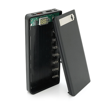 Power bank Voltronic M8-PD під 8х18650, flashlight, Output:5V-3A/9V-2A/12V-1.5A, Micro-USB, Type-C, Digital display, ABS, PVC, Black, BOX Изображение