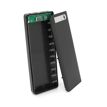 Power bank Voltronic L10 під 10х18650, Flashlight, Output: 5V-2A, Micro-USB, Type-C, Digital display, ABS, PVC, Black, BOX Зображення