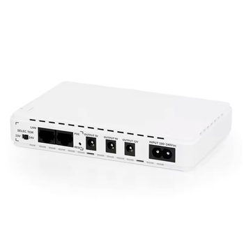 ДБЖ MIni Ups для роутерів/комутаторів POE-432EM, outputs: DC 9В/12В, POE 15В/24В, USB DC 5В/2A, 10400MAh(4*2600MAh), (160х28х105), White, BOX Зображення