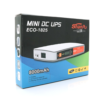 UPS для роутерів/комутаторів ECO-1825, 18W, OUT:USB-5V, DC-5V/9/12V, POE-15/24V, 1/2A, LiFePo4 8000mAh, 160x105x33mm, 0.4kg, Black, BOX Изображение