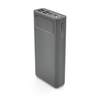 PowerBank XO-PR123 30000mAh, flashlight, Input :5V/2.5A, 9V/2A, 12V/1.5A (Micro,Type-C,Lightning), Output:5V/3A ,9V/2A, 12V/1.5A (3USB,Type-C), Q56,plastic,Black Зображення