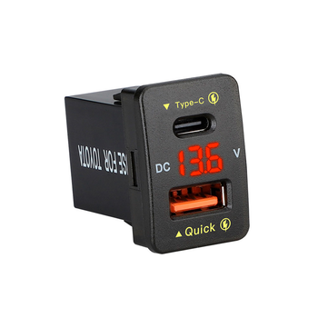 АЗУ FPUV-R, PD+QC3.0, Type-C: 30W, 5V-3A/9V-3A/12V-2.5A, USB: 18W, 5V-3.4A/9V-2A/12V-1.5A, 33x23mm, LED Red, Black Изображение