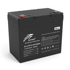 Акумуляторна батарея Ritar LiFePO4 12,8V 100Ah mini, 1280Wh BMS50@4S (229 х 138 х 210 мм), 9.9kg Изображение