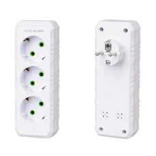 Розетка трійник із заземленням F101-White, 3 розетки, 2500W, 10A, 110-250V~Max, Blister Изображение