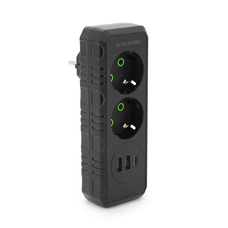Розетка трійник із заземленням F103-Black, 2 розетки+2USB+1Type-C, 2500W, 10A, 110-250V~Max, Blister Изображение