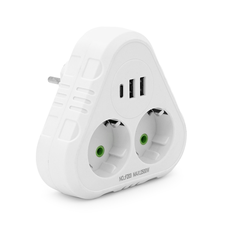 Розетка трійник із заземленням F203-White, 2 розетки+2USB+1Type-C, 2500W, 10A, 110-250V~Max, Blister Изображение