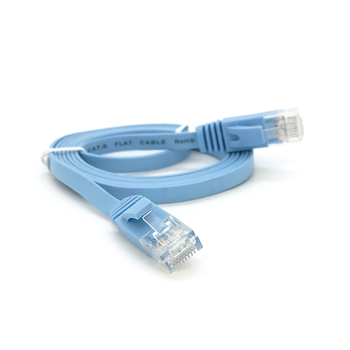 Патч-корд литой плоский WEEPDA, UTP, RJ45, Cat.6, 1m, синий Зображення
