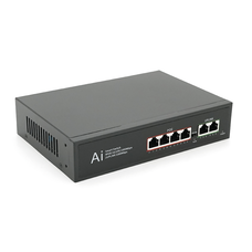 POE комутатор гігабітний Merlion 4 POE 10/100/1000 + 2 RJ45 10/100/1000 вбудований блок живлення 52V 1.25A Зображення