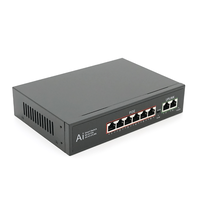 POE комутатор гігабітний Merlion 6 POE 10/100/1000 + 2 RJ45 10/100/1000 вбудований блок живлення 52V 2.3A Изображение